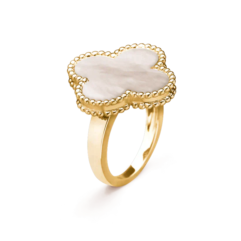 [Vellora-Opalyn]CLOVER WHITE MOP RING