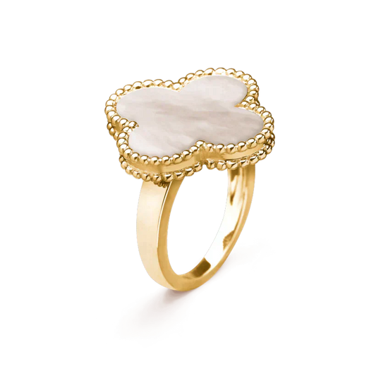 [Vellora-Opalyn]CLOVER WHITE MOP RING
