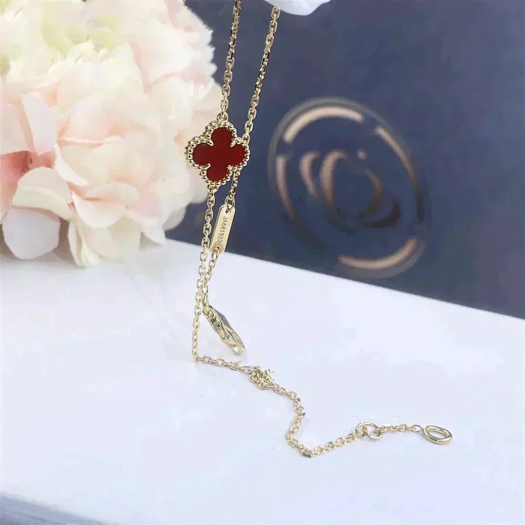[Vellora-Opalyn]CLOVER  CARNELIAN SINGLE FLOWER BRACELET