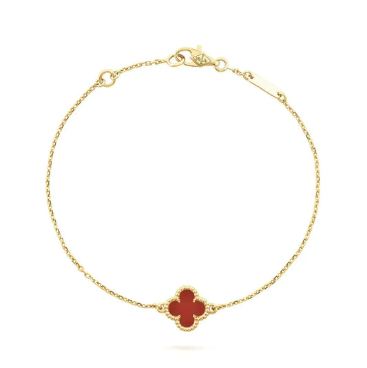 [Vellora-Opalyn]CLOVER  CARNELIAN SINGLE FLOWER BRACELET
