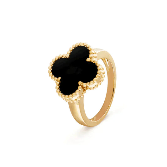 [Vellora-Opalyn]CLOVER ONYX RING