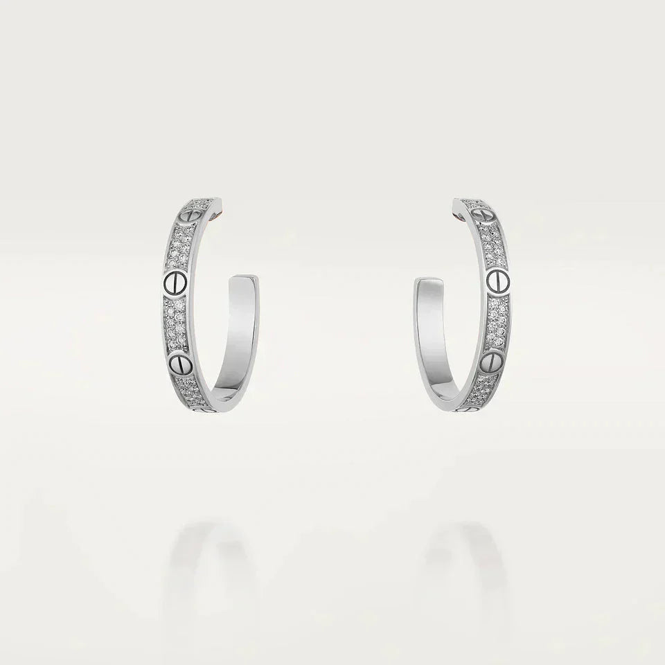 [Vellora-Opalyn]LOVE DIAMOND SILVER HOOP EARRINGS