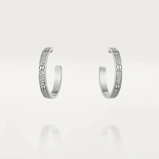 [Vellora-Opalyn]LOVE DIAMOND SILVER HOOP EARRINGS