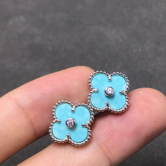 [Vellora-Opalyn]CLOVER 1 DIAMOND BLUE SKY SILVER EARRINGS