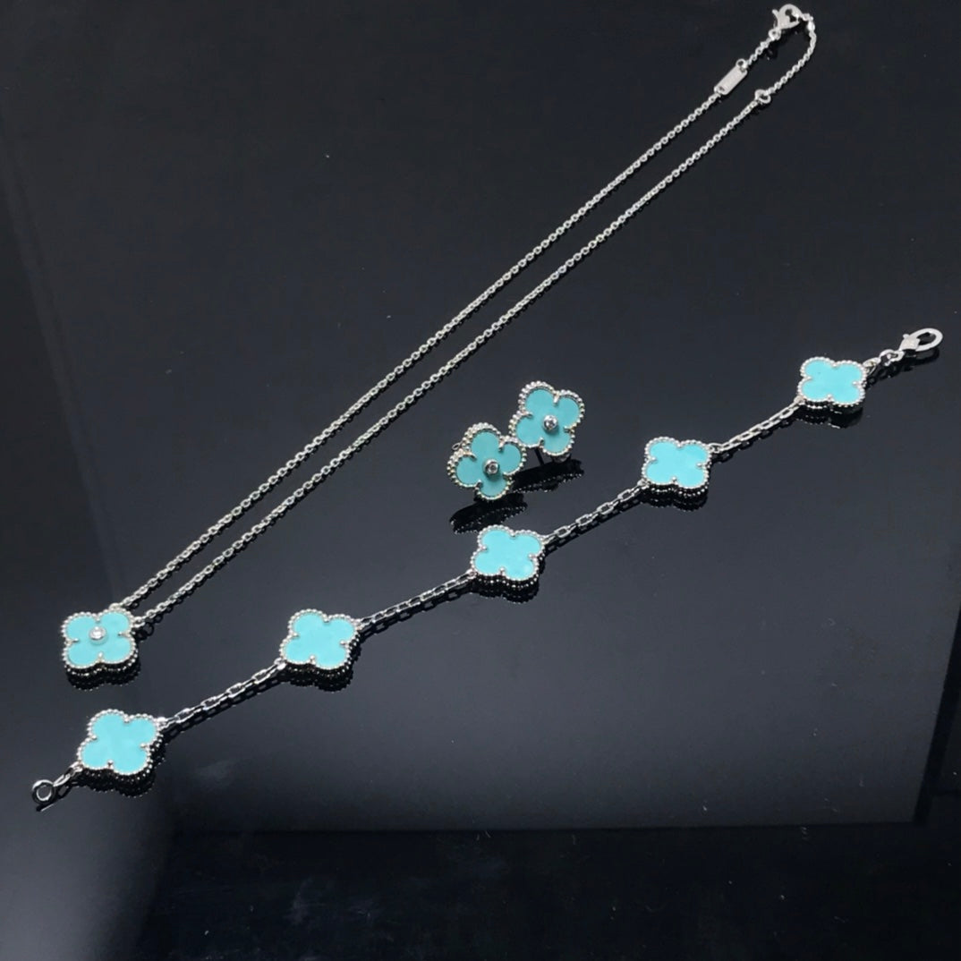 [Vellora-Opalyn]CLOVER 1 DIAMOND BLUE SKY SILVER EARRINGS