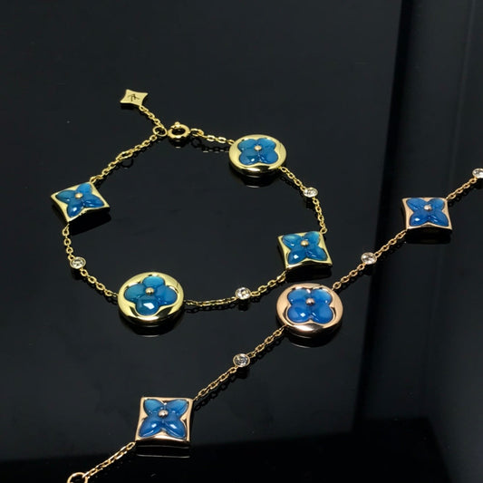 [Vellora-Opalyn]STAR AND SUN 4 MOTIF BLUE BRACELET