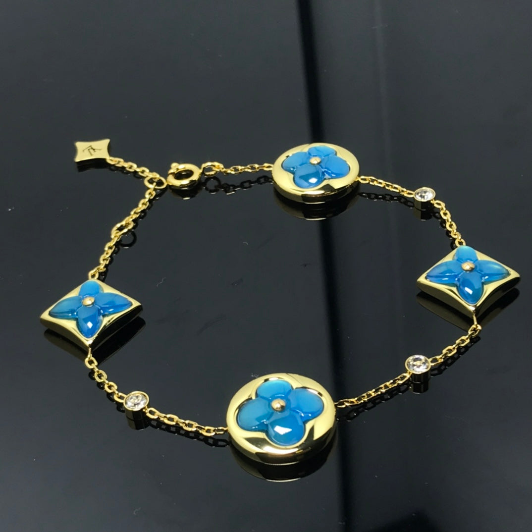 [Vellora-Opalyn]STAR AND SUN 4 MOTIF BLUE BRACELET