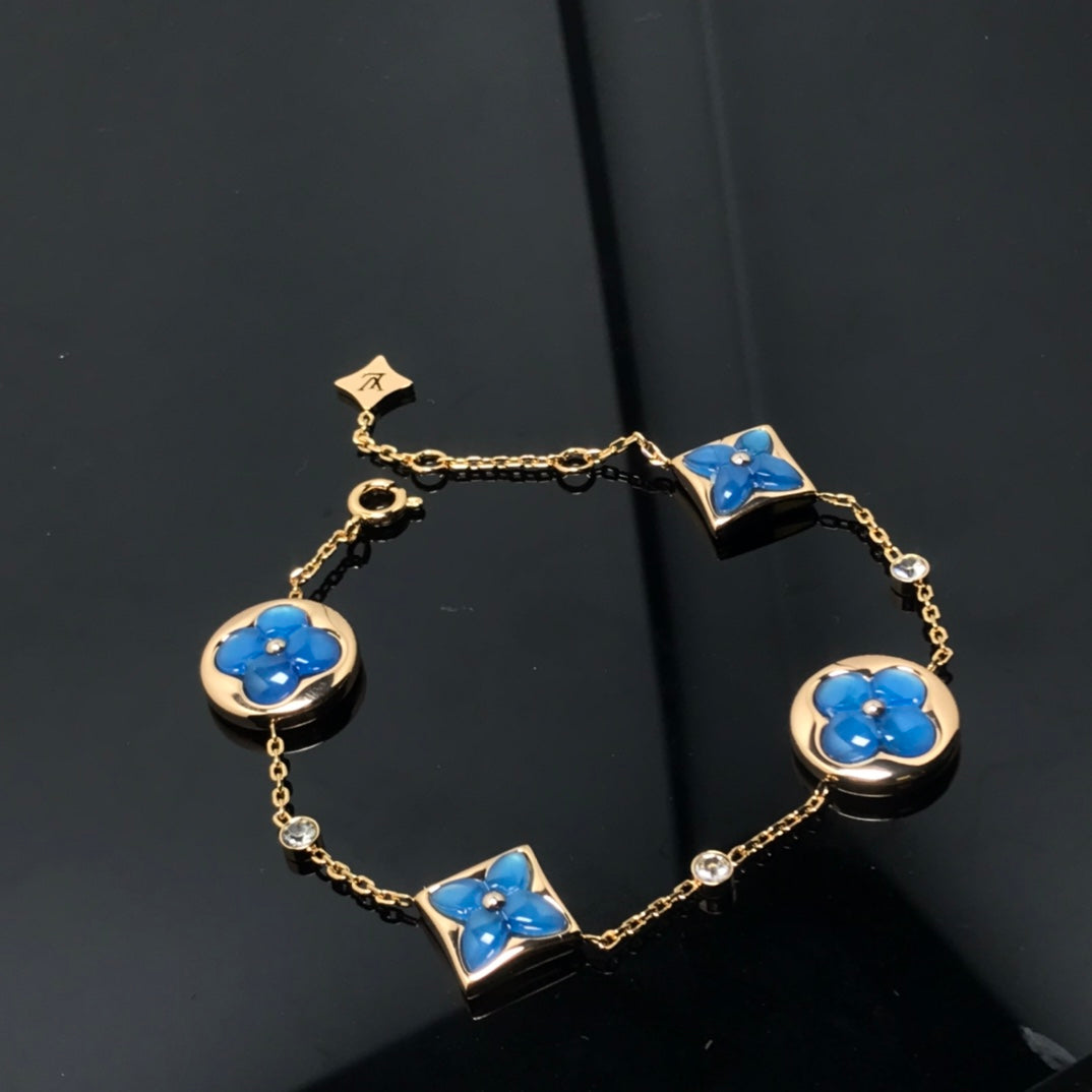 [Vellora-Opalyn]STAR AND SUN 4 MOTIF BLUE BRACELET