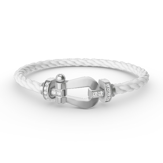 [Vellora-Opalyn]FORCE LARGE HORSESHOE HALF DIAMOND BRACELET SILVER