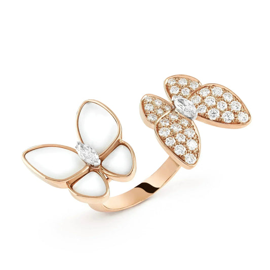 [Vellora-Opalyn]TWIN BUTTERFLY DIAMOND MOP RING